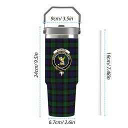 ScotsTee Shop Scottish Stewart Old Crest Tartan Flip Straw Tumbler 20oz 30oz