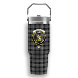 ScotsTee Shop Scottish Stewart Mourning 3 Crest Tartan Flip Straw Tumbler 20oz 30oz
