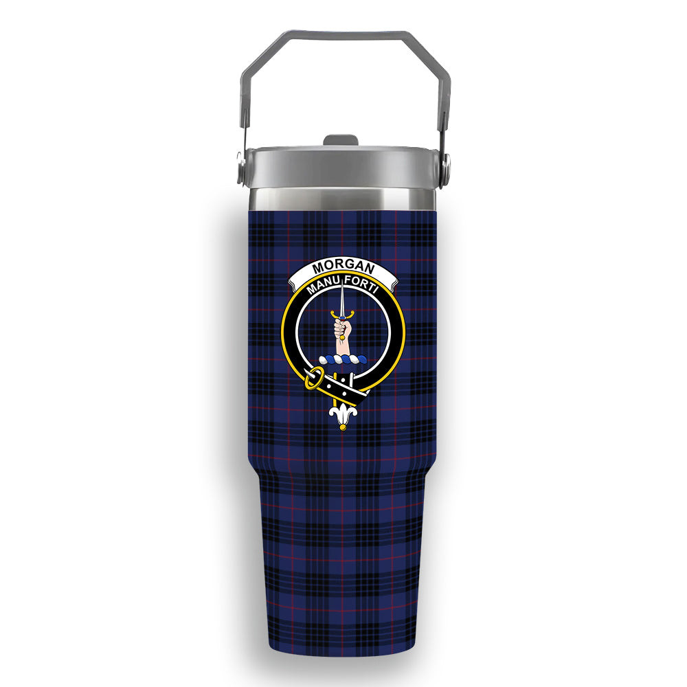 ScotsTee Shop Scottish Morgan Modern Crest Tartan Flip Straw Tumbler 20oz 30oz