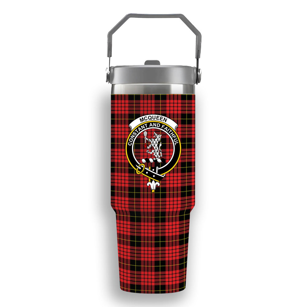 ScotsTee Shop Scottish McQueen Modern Crest Tartan Flip Straw Tumbler 20oz 30oz