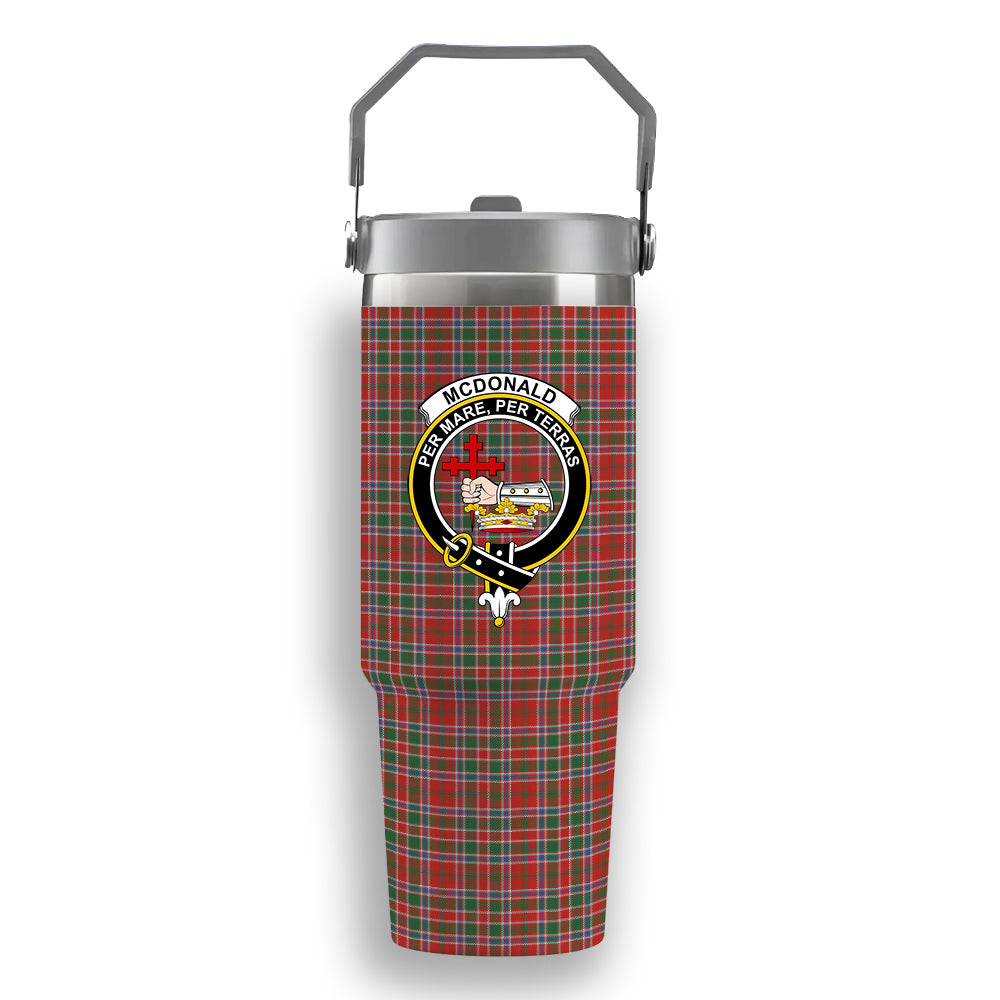 ScotsTee Shop Scottish McDonald of Lochmaddy Ancient Crest Tartan Flip Straw Tumbler 20oz 30oz