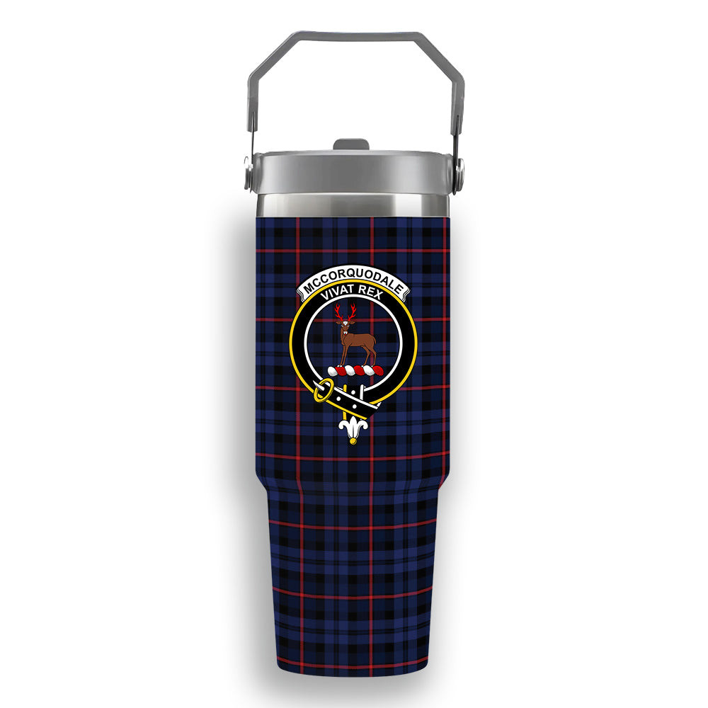 ScotsTee Shop Scottish McCorquodale Modern Crest Tartan Flip Straw Tumbler 20oz 30oz