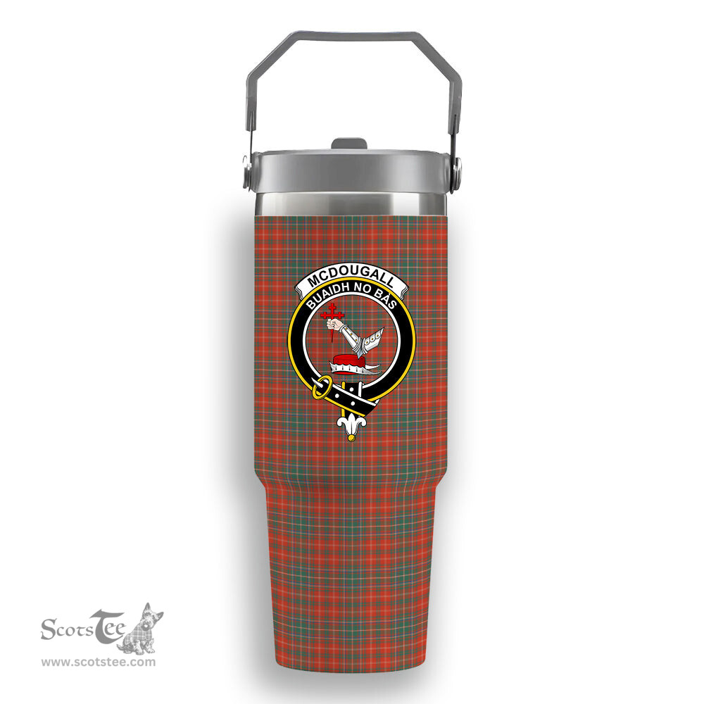 ScotsTee Shop Scottish McDougall Ancient Crest Tartan Flip Straw Tumbler 20oz 30oz