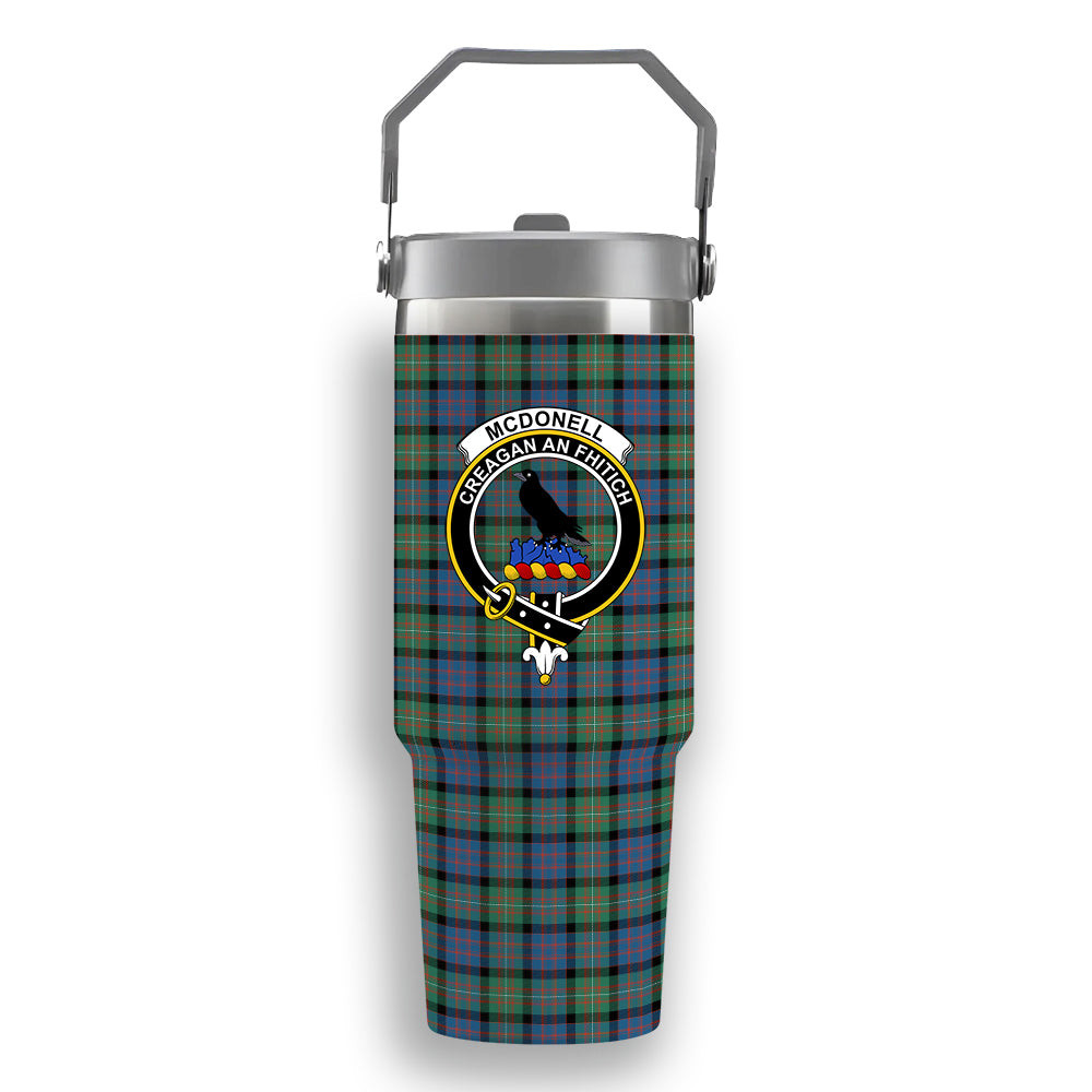 ScotsTee Shop Scottish McDonell Of Glengarry Ancient Crest Tartan Flip Straw Tumbler 20oz 30oz