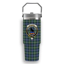 ScotsTee Shop Scottish McDonell Of Glengarry Ancient Crest Tartan Flip Straw Tumbler 20oz 30oz