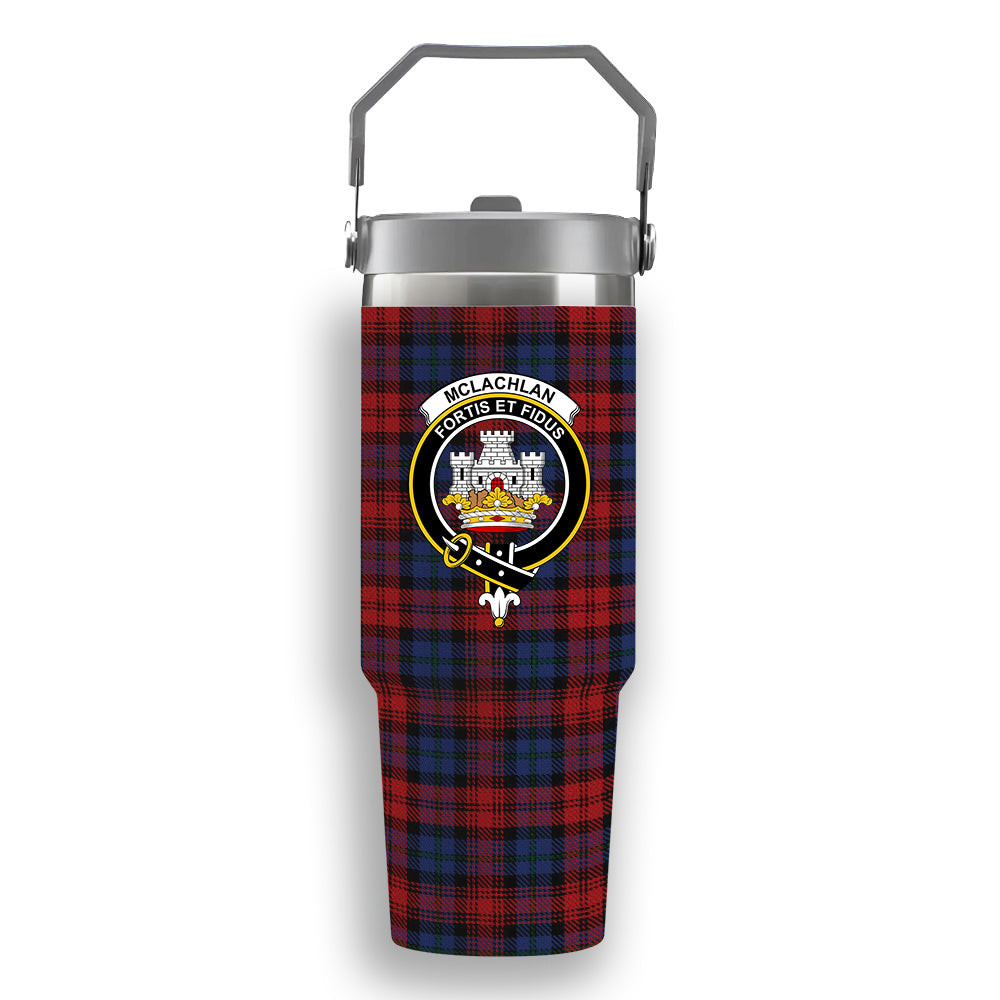ScotsTee Shop Scottish McLachlan Modern Crest Tartan Flip Straw Tumbler 20oz 30oz