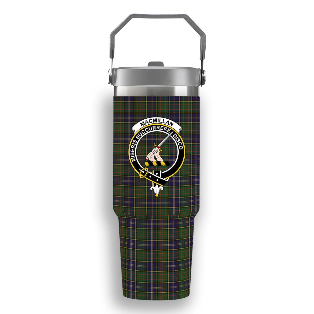 ScotsTee Shop Scottish MacMillan Hunting Modern SC Crest Tartan Flip Straw Tumbler 20oz 30oz