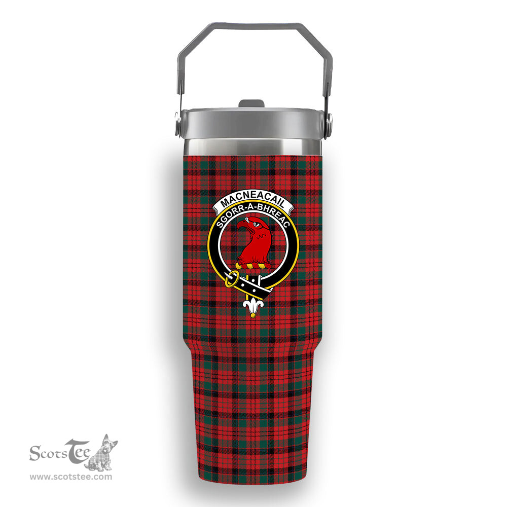 ScotsTee Shop Scottish MacNeacail Modern Crest Tartan Flip Straw Tumbler 20oz 30oz
