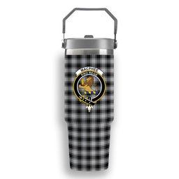 ScotsTee Shop Scottish MacPhee Black and White Crest Tartan Flip Straw Tumbler 20oz 30oz