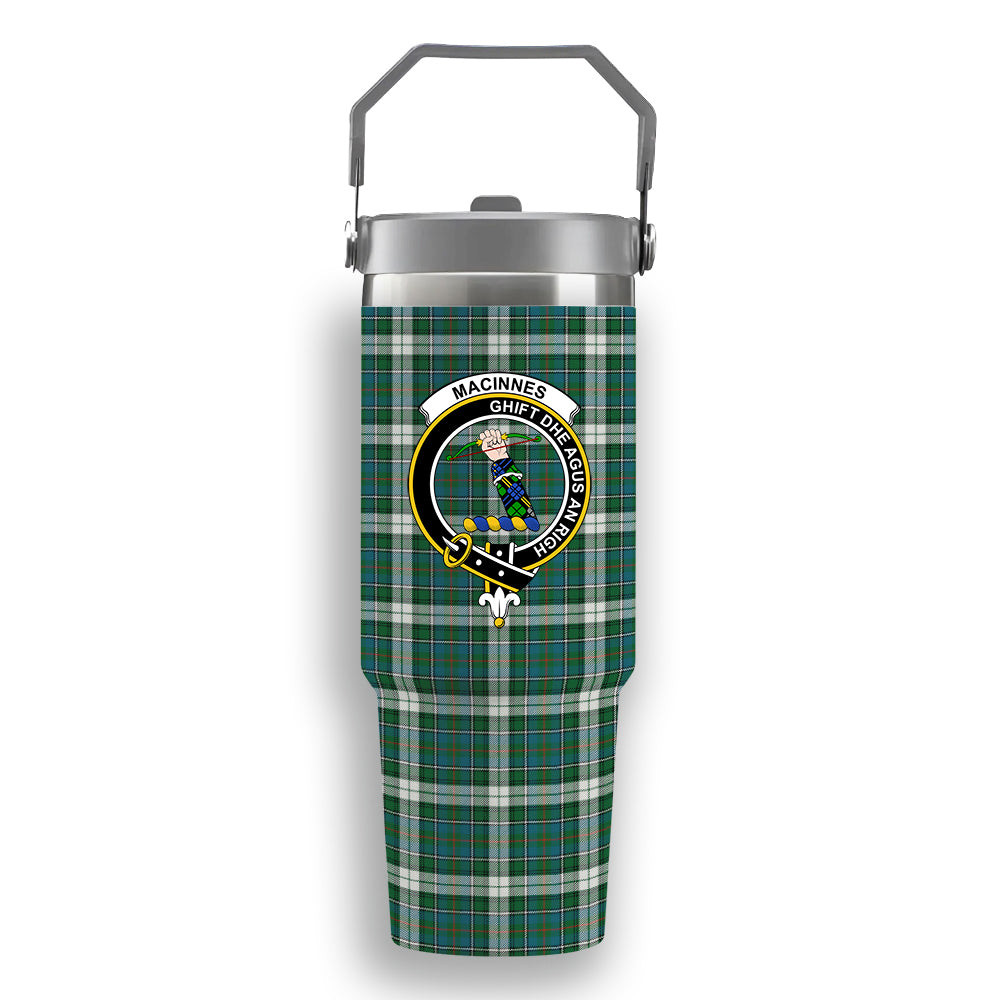 ScotsTee Shop Scottish MacInnes Dress Ancient Crest Tartan Flip Straw Tumbler 20oz 30oz