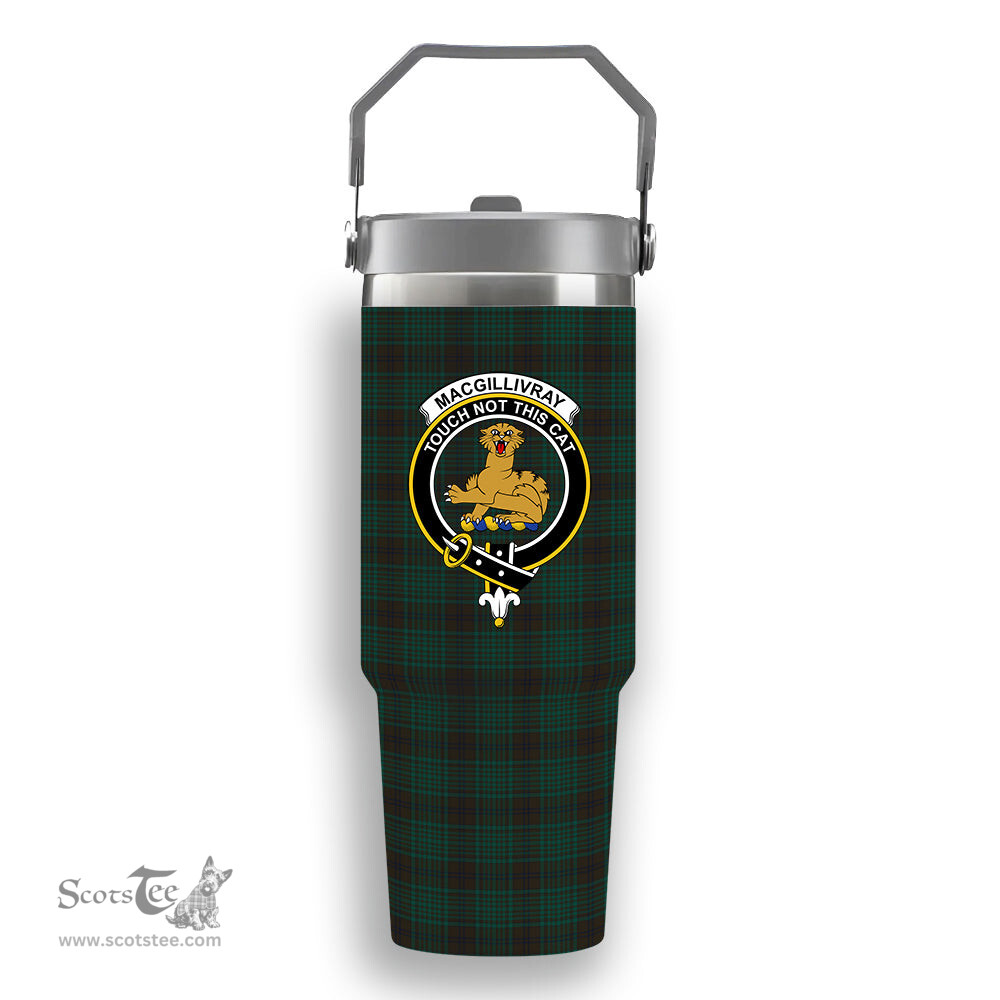 ScotsTee Shop Scottish MacGillivray Hunting Modern Crest Tartan Flip Straw Tumbler 20oz 30oz