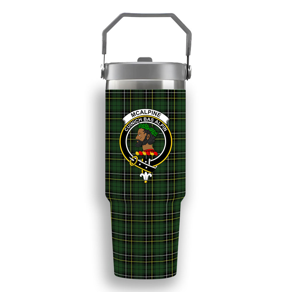 ScotsTee Shop Scottish McAlpine Modern Crest Tartan Flip Straw Tumbler 20oz 30oz