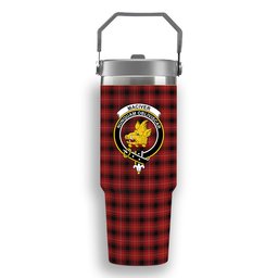 ScotsTee Shop Scottish MacIver 2 Crest Tartan Flip Straw Tumbler 20oz 30oz