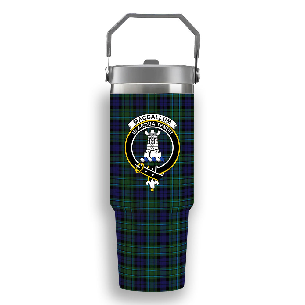 ScotsTee Shop Scottish MacCallum Modern SC Crest Tartan Flip Straw Tumbler 20oz 30oz
