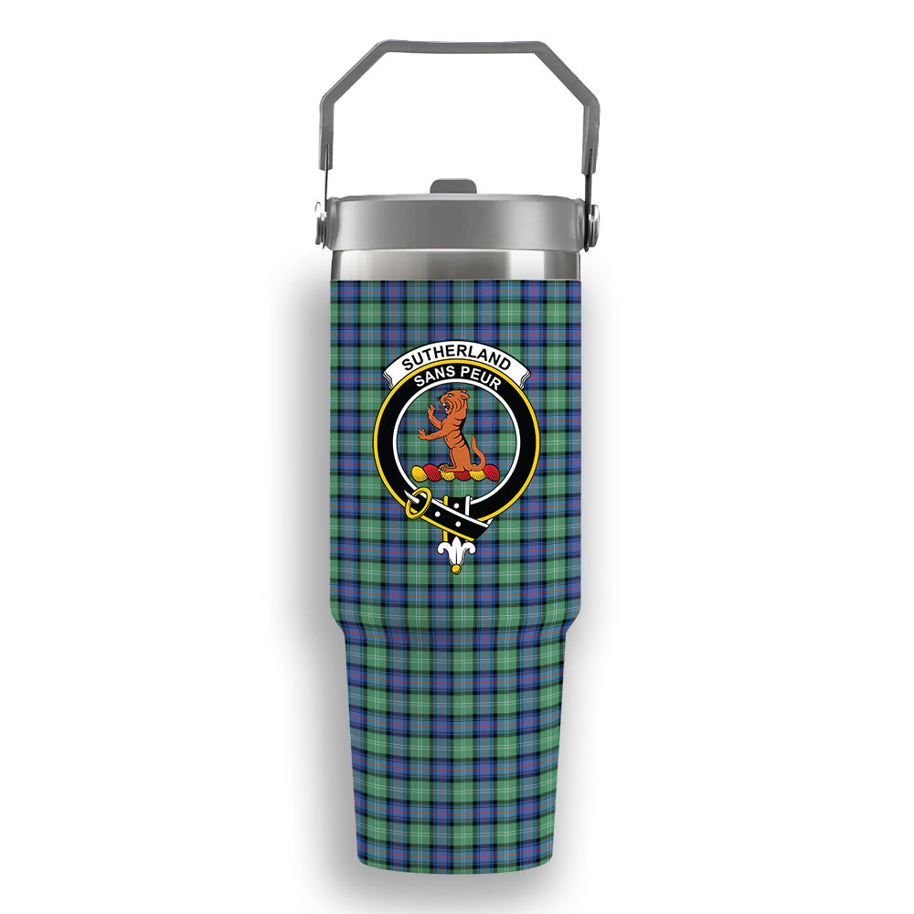 ScotsTee Shop Scottish Sutherland Ancient Crest Tartan Flip Straw Tumbler 20oz 30oz