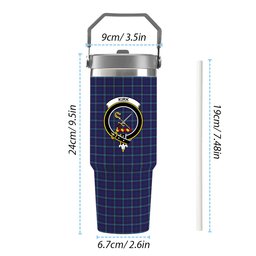 ScotsTee Shop Scottish Kircaldy Crest Tartan Flip Straw Tumbler 20oz 30oz