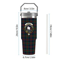 ScotsTee Shop Scottish Tennant Modern Crest Tartan Flip Straw Tumbler 20oz 30oz