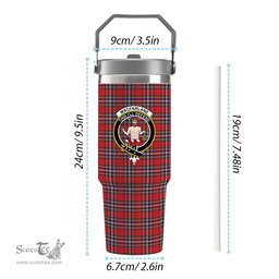 ScotsTee Shop Scottish MacFarlane Red Modern Crest Tartan Flip Straw Tumbler 20oz 30oz