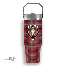 ScotsTee Shop Scottish MacFarlane Red Modern Crest Tartan Flip Straw Tumbler 20oz 30oz