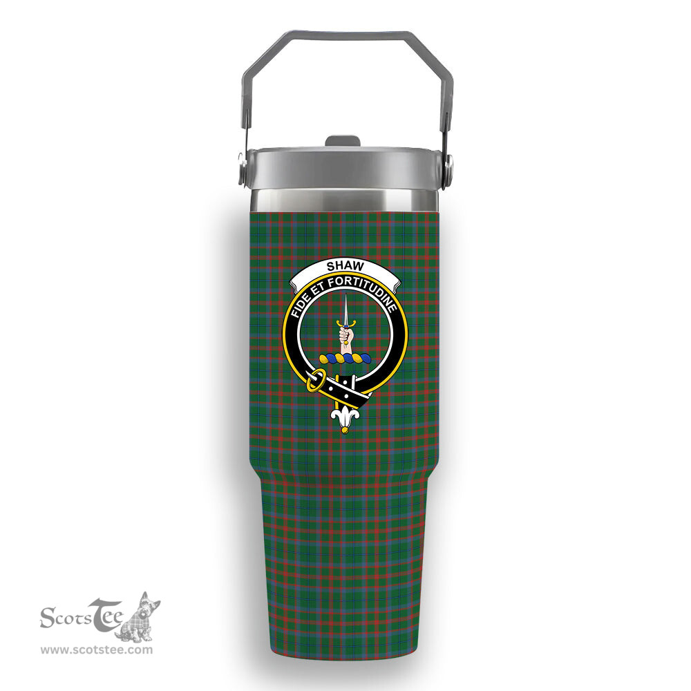 ScotsTee Shop Scottish Shaw of Tordarroch Hunting Ancient Crest Tartan Flip Straw Tumbler 20oz 30oz
