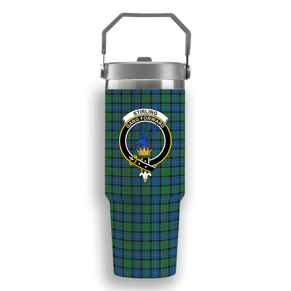 ScotsTee Shop Scottish Stirling Crest Tartan Flip Straw Tumbler 20oz 30oz