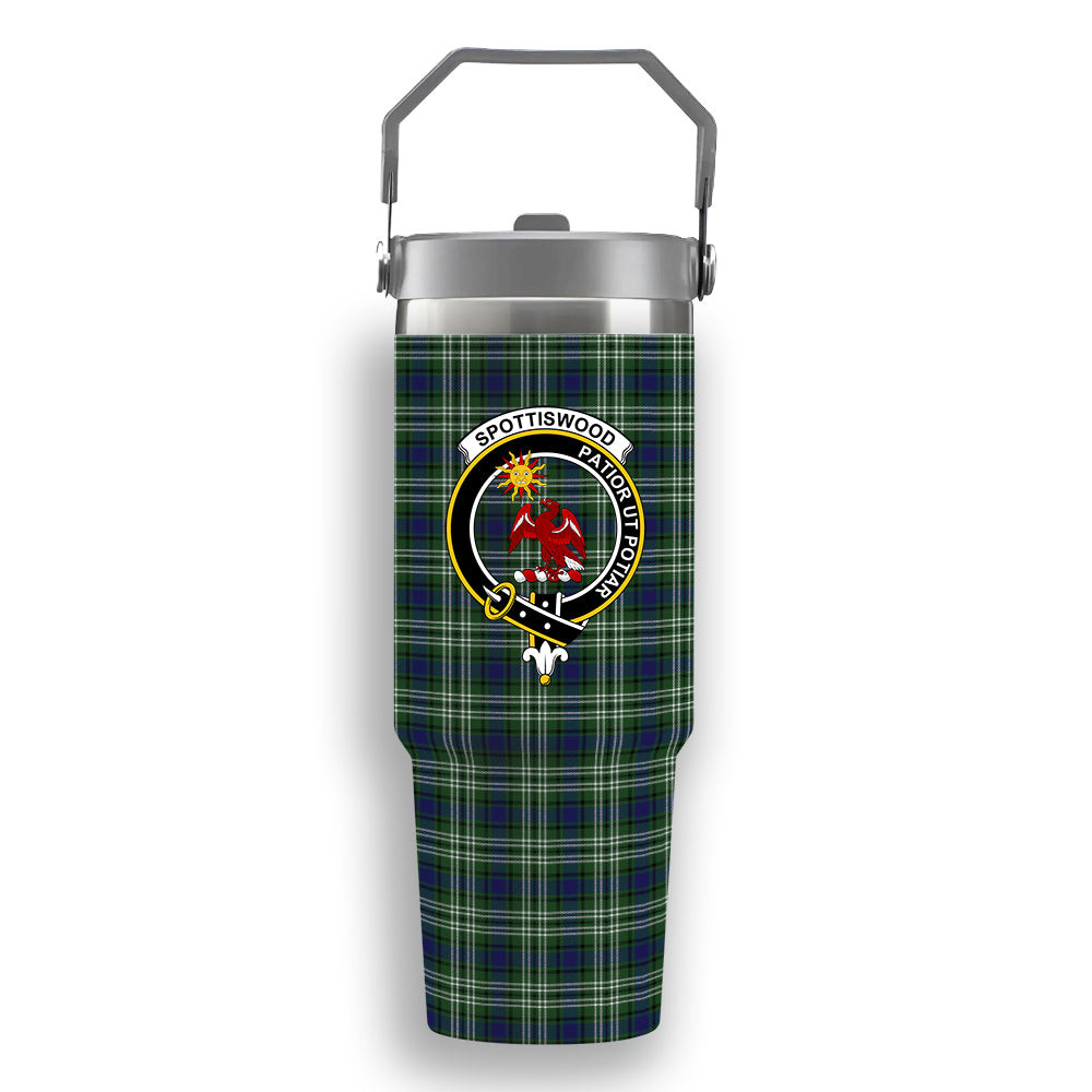 ScotsTee Shop Scottish Spottiswood Crest Tartan Flip Straw Tumbler 20oz 30oz