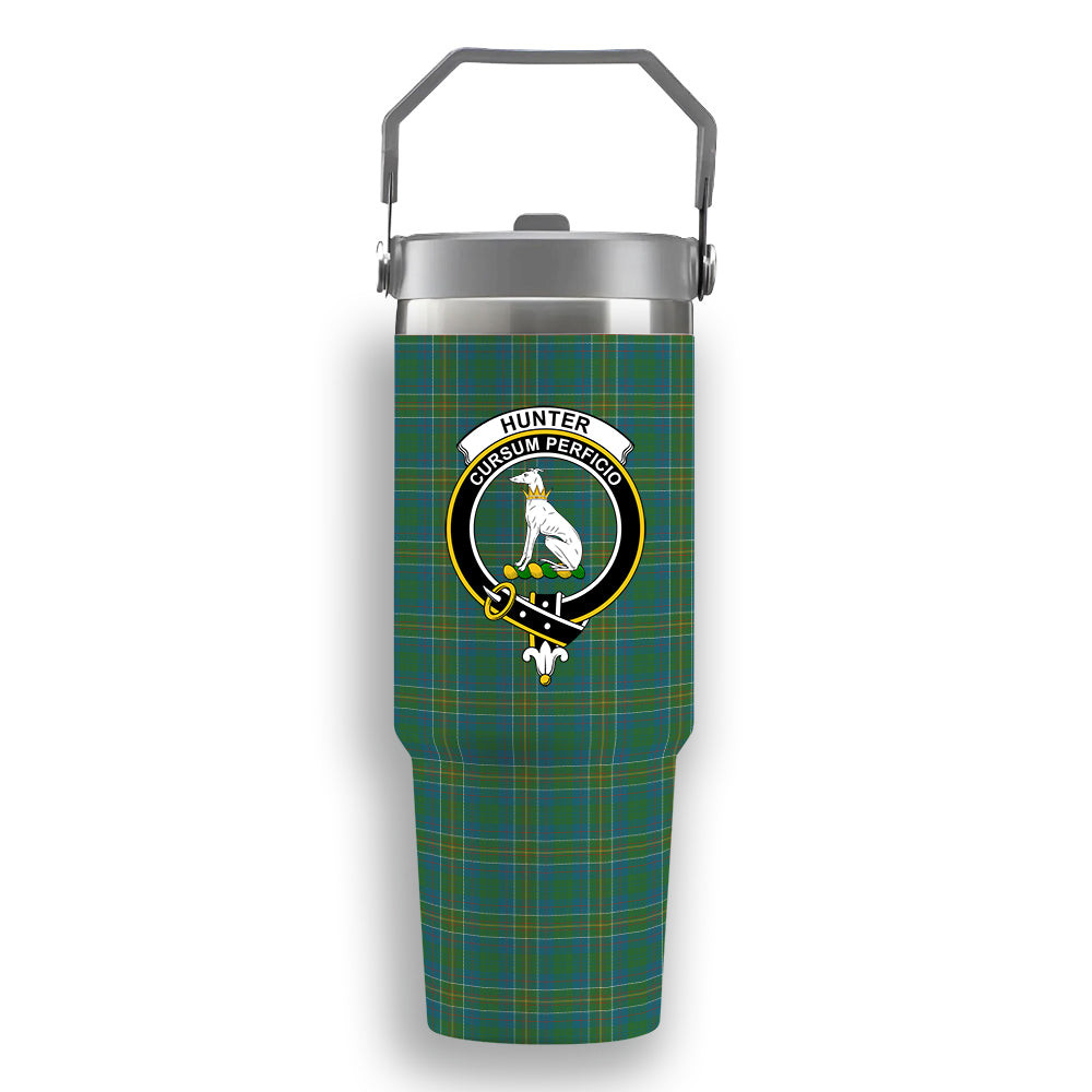 ScotsTee Shop Scottish Hunter of Hunterston Ancient Crest Tartan Flip Straw Tumbler 20oz 30oz