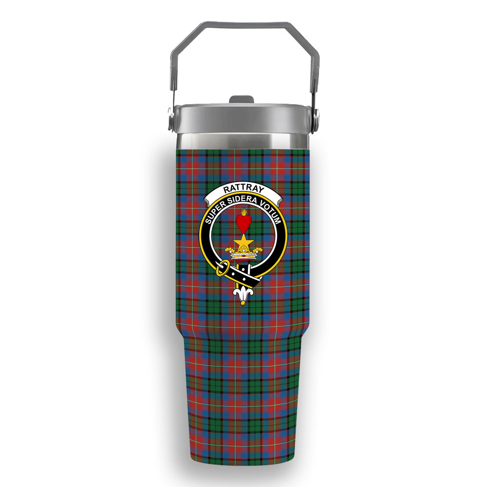 ScotsTee Shop Scottish Rattray of Lude Ancient Crest Tartan Flip Straw Tumbler 20oz 30oz