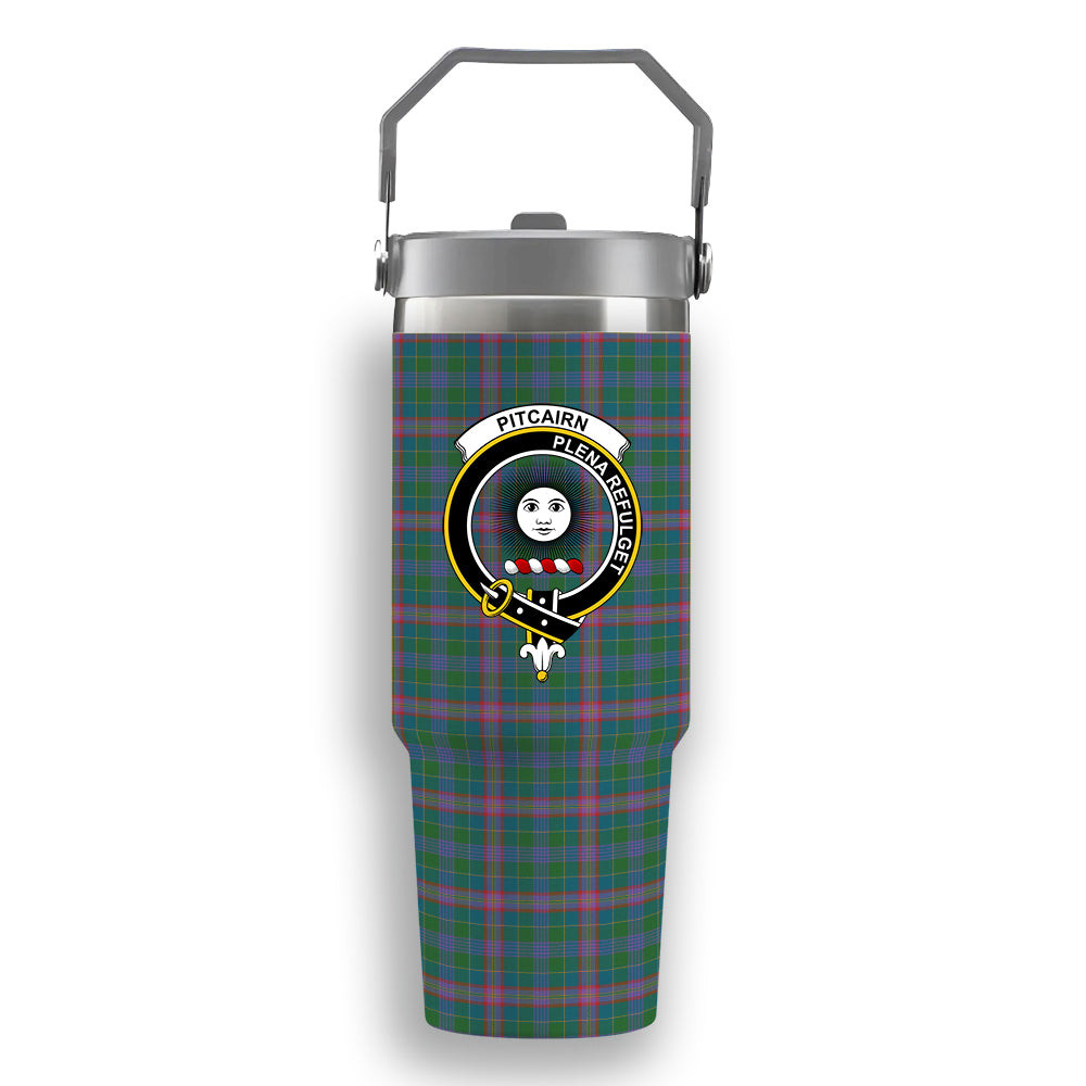 ScotsTee Shop Scottish Pitcairn Hunting Ancient Crest Tartan Flip Straw Tumbler 20oz 30oz