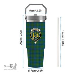 ScotsTee Shop Scottish Johnstone Crest Tartan Flip Straw Tumbler 20oz 30oz