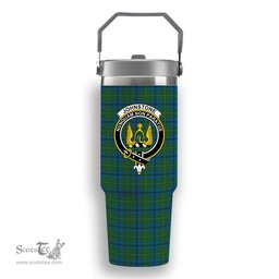 ScotsTee Shop Scottish Johnstone Crest Tartan Flip Straw Tumbler 20oz 30oz