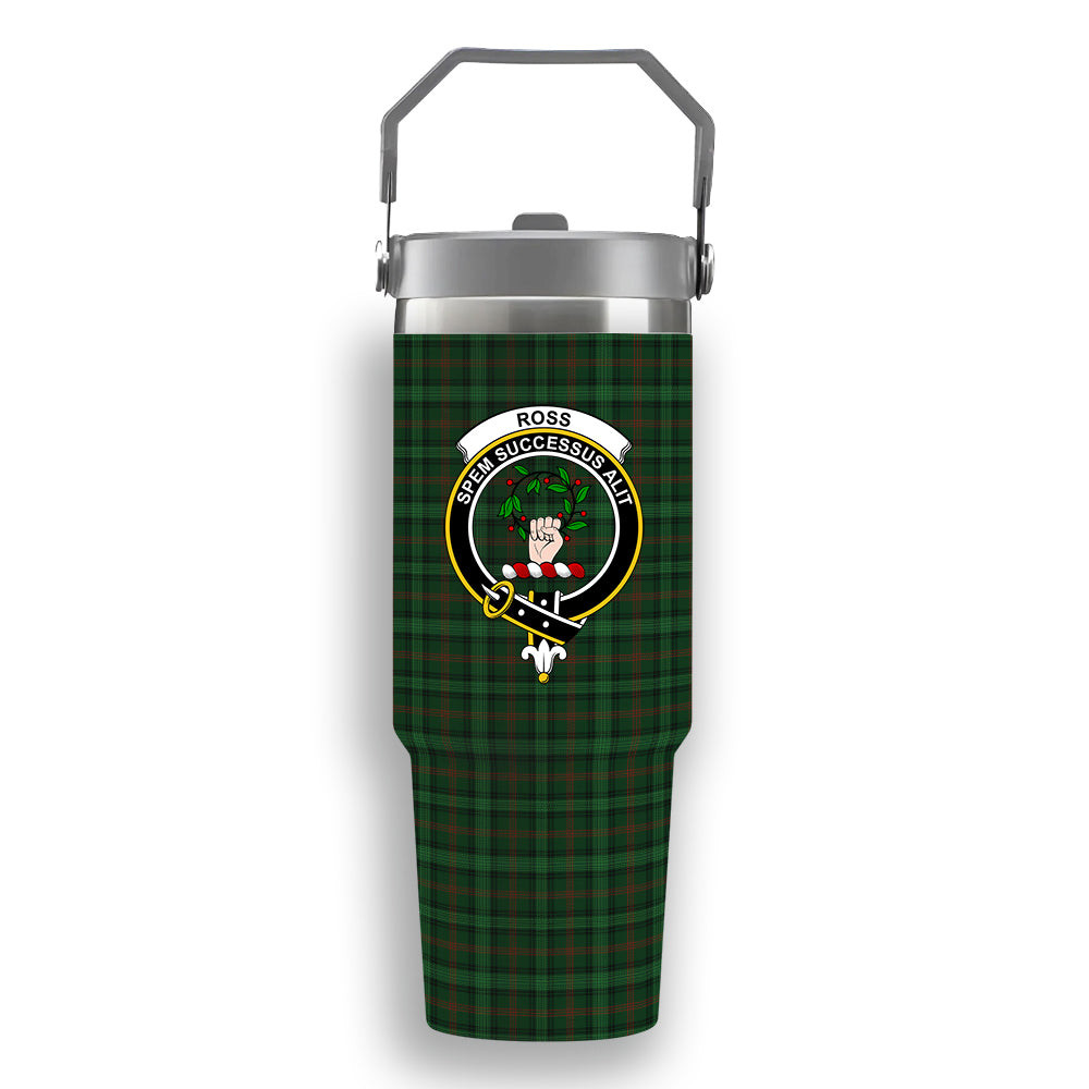 ScotsTee Shop Scottish Ross Hunting 2 Crest Tartan Flip Straw Tumbler 20oz 30oz