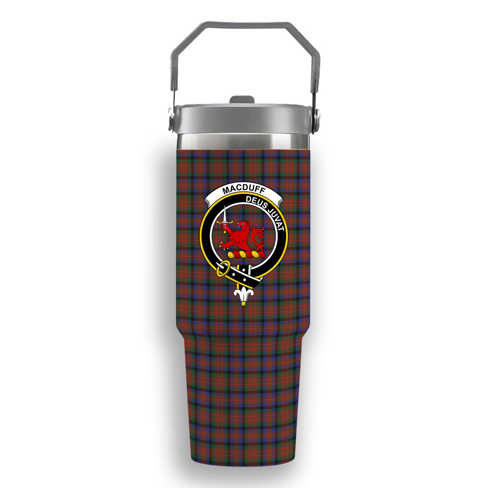 ScotsTee Shop Scottish MacDuff Hunting Modern SC Crest Tartan Flip Straw Tumbler 20oz 30oz