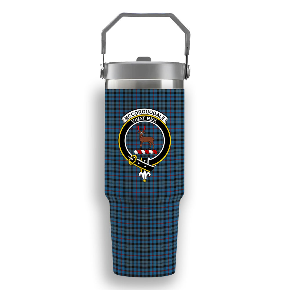 ScotsTee Shop Scottish McCorquodale Crest Tartan Flip Straw Tumbler 20oz 30oz