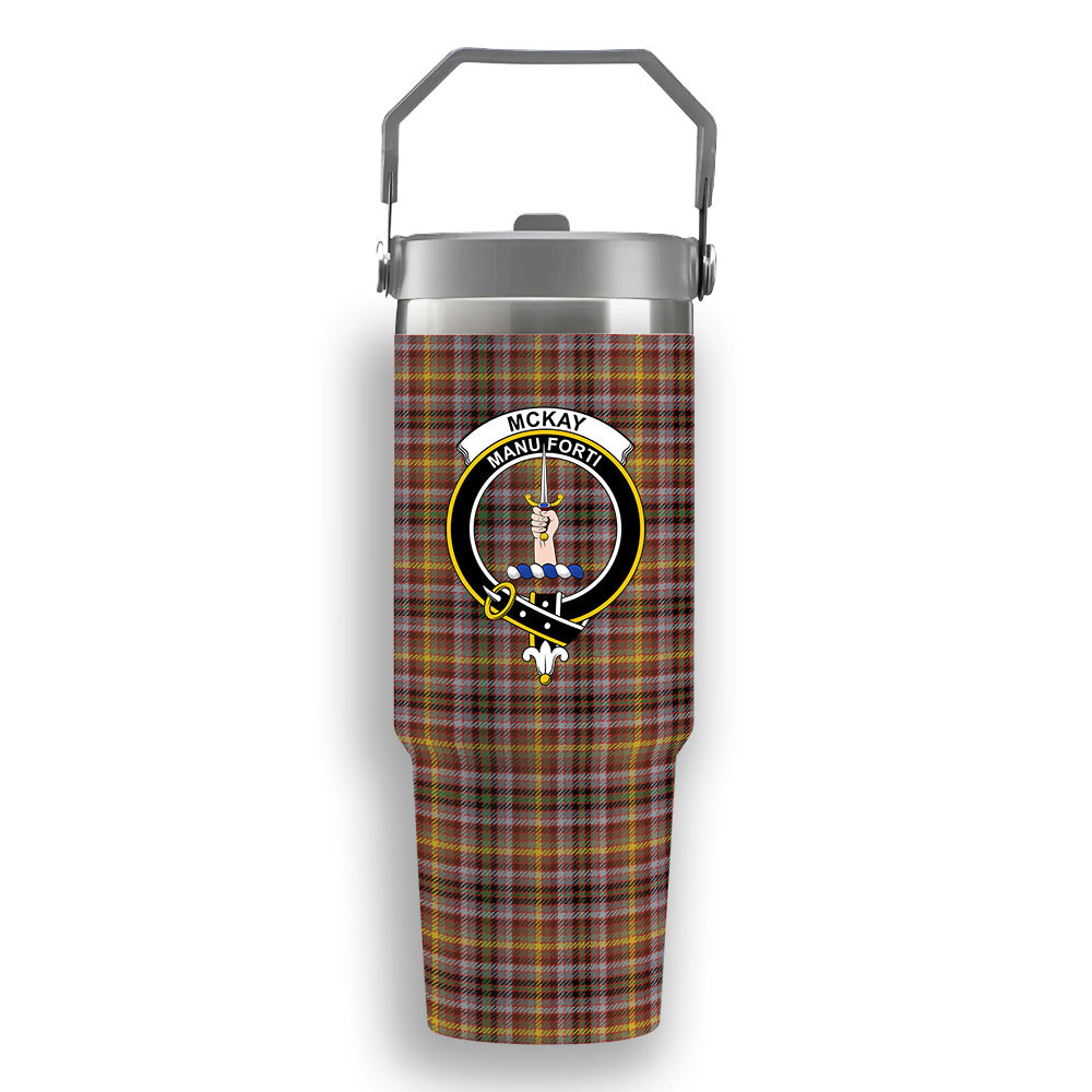 ScotsTee Shop Scottish McKay of Strathnaver Ancient Crest Tartan Flip Straw Tumbler 20oz 30oz