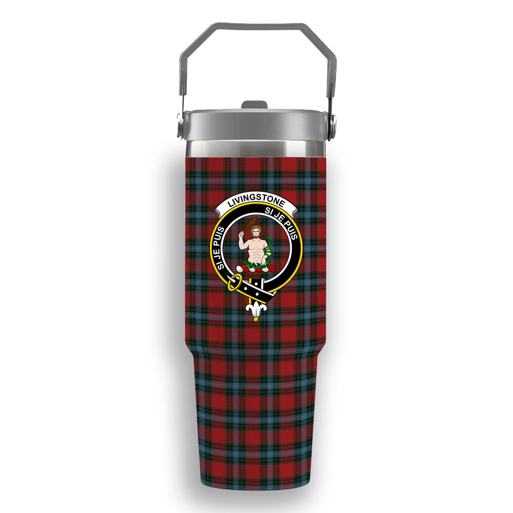 ScotsTee Shop Scottish Livingstone MacLay MacLeay Crest Tartan Flip Straw Tumbler 20oz 30oz