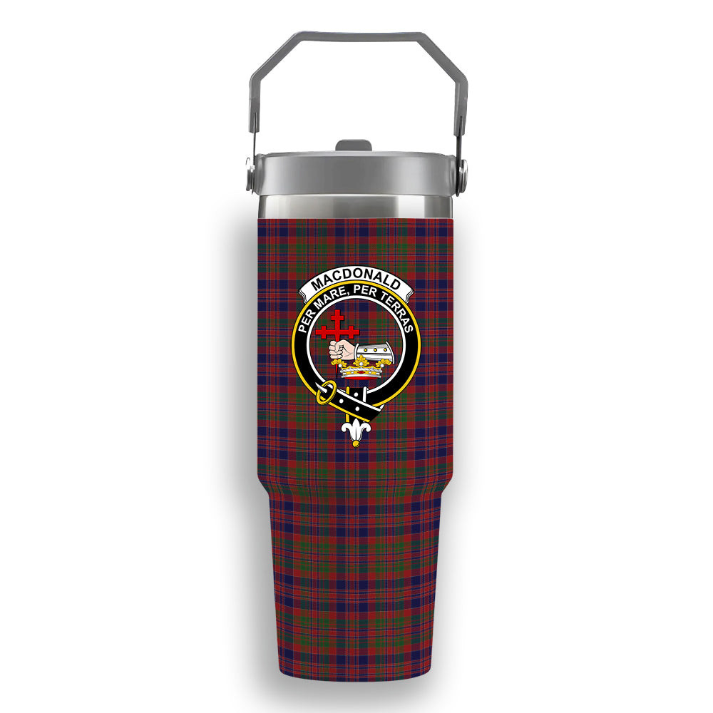 ScotsTee Shop Scottish MacDonald of Boisdale Crest Tartan Flip Straw Tumbler 20oz 30oz