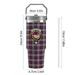 ScotsTee Shop Scottish MacDonald Pattern of Plaids Crest Tartan Flip Straw Tumbler 20oz 30oz