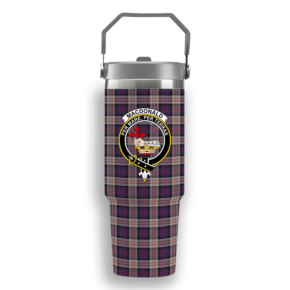 ScotsTee Shop Scottish MacDonald Pattern of Plaids Crest Tartan Flip Straw Tumbler 20oz 30oz