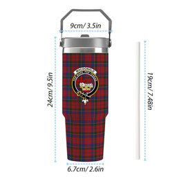 ScotsTee Shop Scottish MacDonald of Glenaladale Crest Tartan Flip Straw Tumbler 20oz 30oz