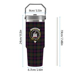 ScotsTee Shop Scottish MacDonald of Clan Ranald Crest Tartan Flip Straw Tumbler 20oz 30oz