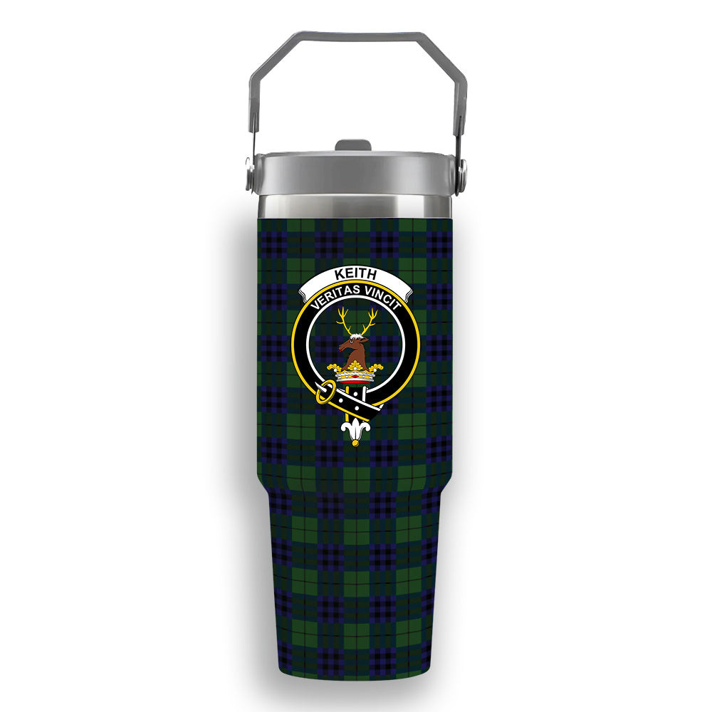 ScotsTee Shop Scottish Keith Modern Crest Tartan Flip Straw Tumbler 20oz 30oz