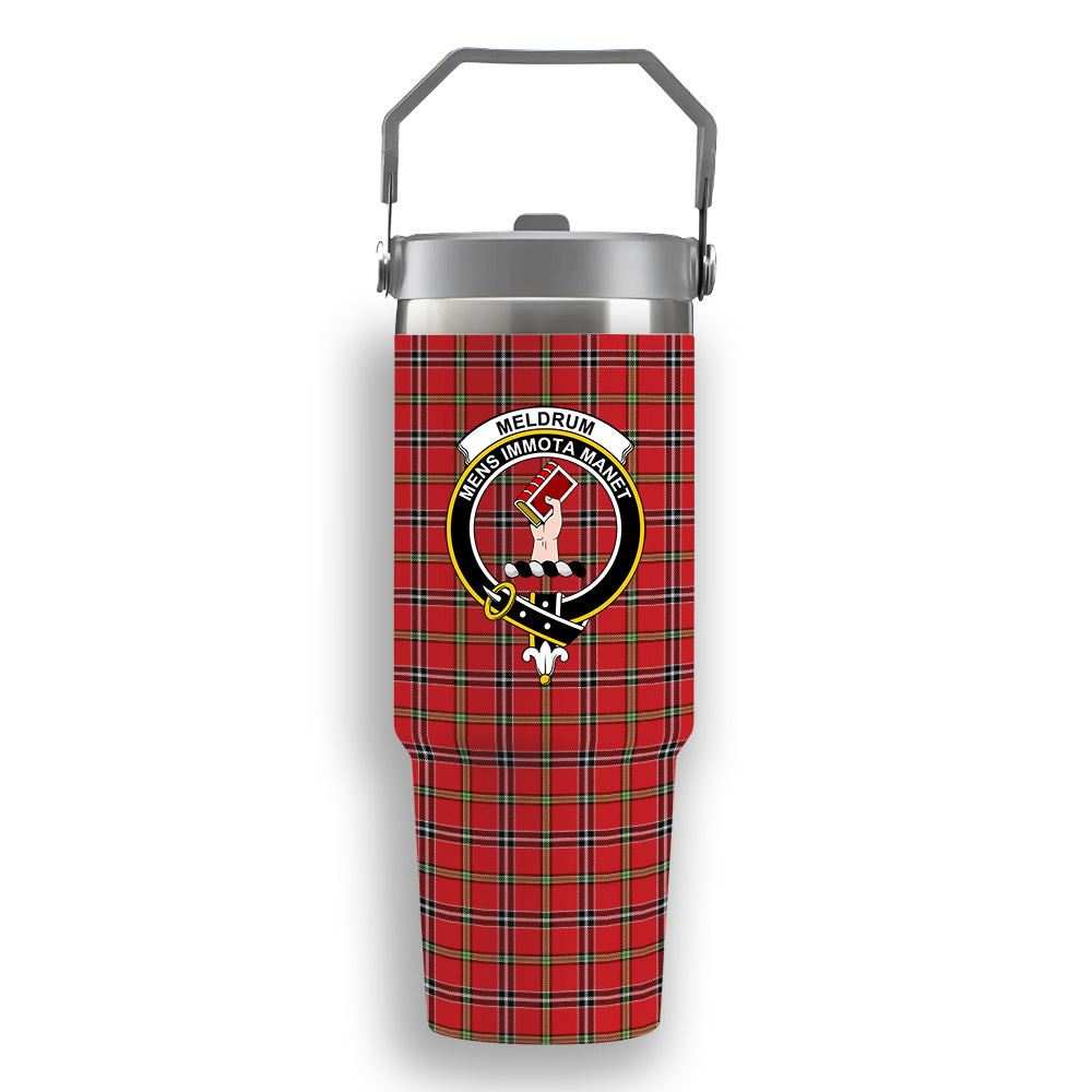 ScotsTee Shop Scottish Meldrum Dress Modern Crest Tartan Flip Straw Tumbler 20oz 30oz