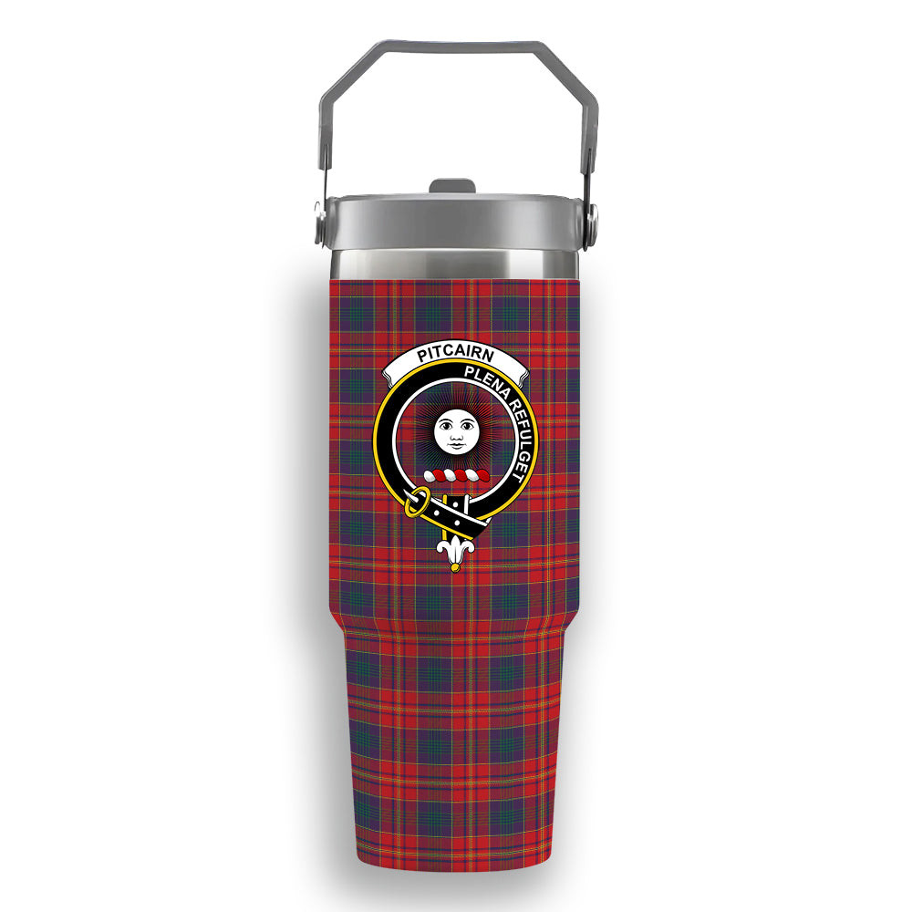ScotsTee Shop Scottish Pitcairn Heritage Modern Crest Tartan Flip Straw Tumbler 20oz 30oz