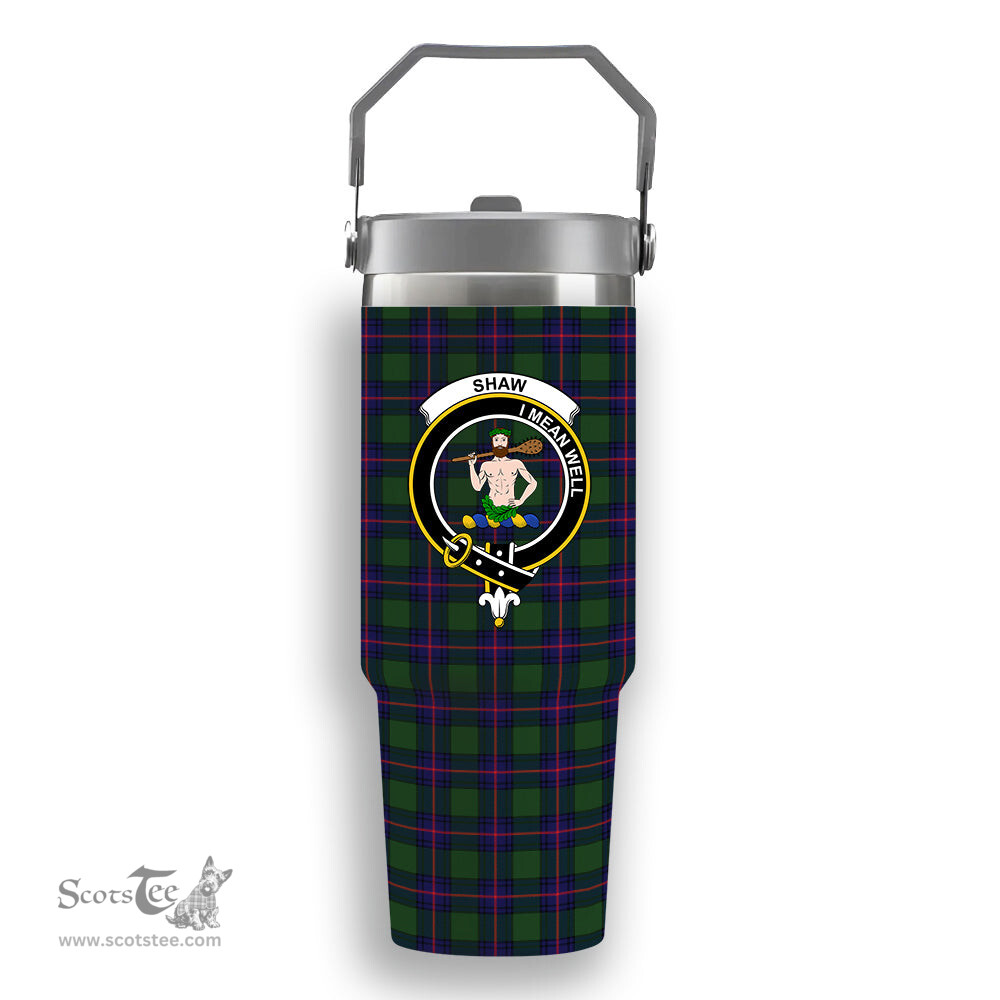 ScotsTee Shop Scottish Shaw Modern Crest Tartan Flip Straw Tumbler 20oz 30oz