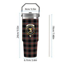 ScotsTee Shop Scottish Stewart Black Modern Crest Tartan Flip Straw Tumbler 20oz 30oz