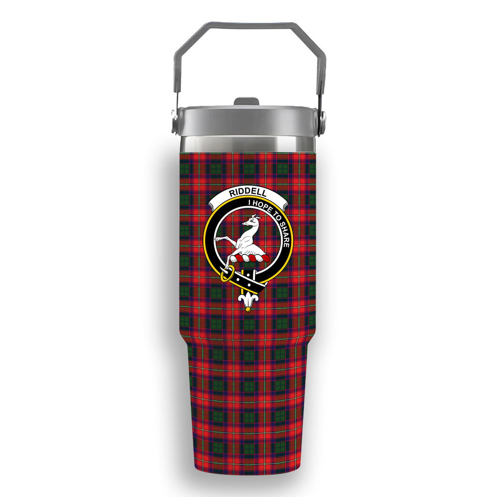 ScotsTee Shop Scottish Riddell Crest Tartan Flip Straw Tumbler 20oz 30oz