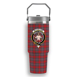 ScotsTee Shop Scottish McFarlane Red Modern Crest Tartan Flip Straw Tumbler 20oz 30oz