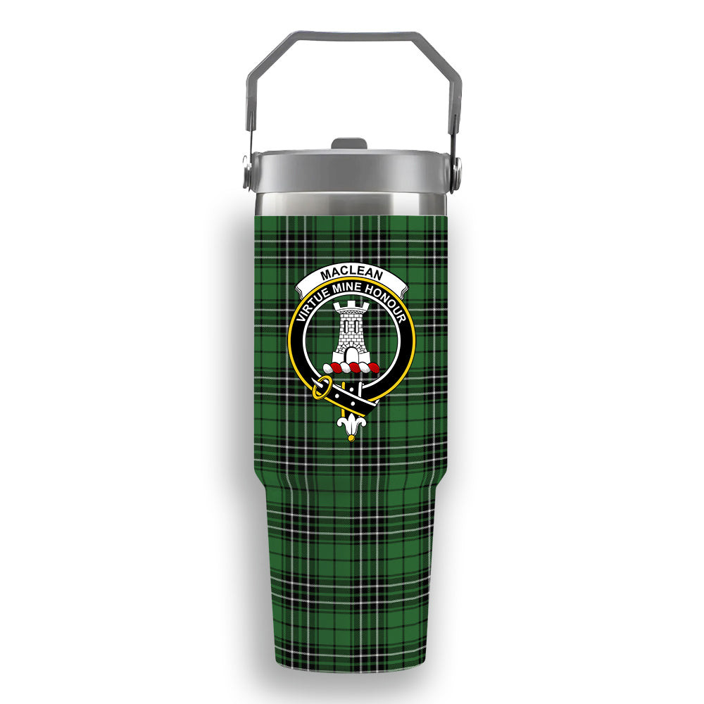 ScotsTee Shop Scottish MacLean of Duart Hunting Ancient Crest Tartan Flip Straw Tumbler 20oz 30oz