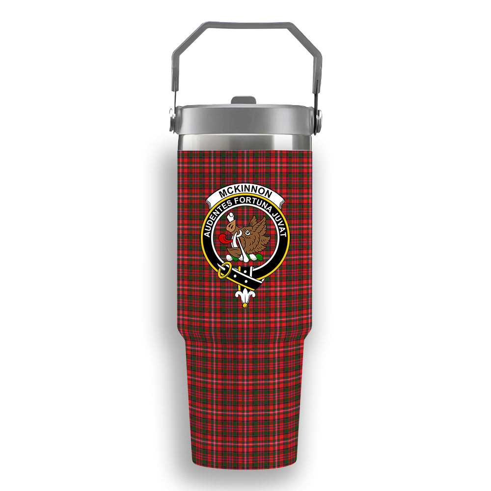 ScotsTee Shop Scottish McKinnon Modern Crest Tartan Flip Straw Tumbler 20oz 30oz